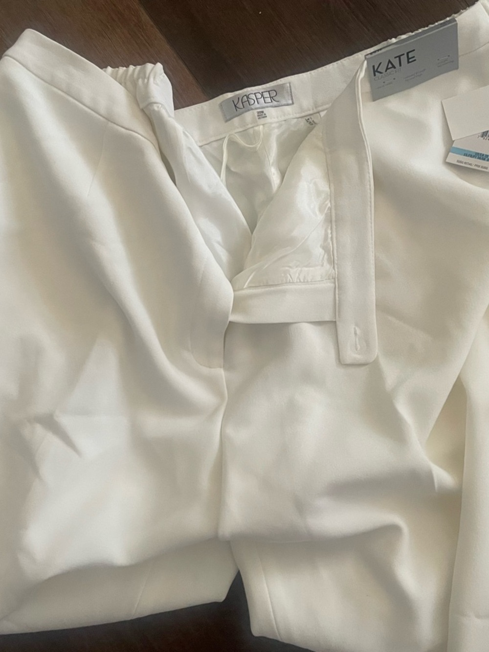 Kasper Ivory-White Tailored Dress Pants